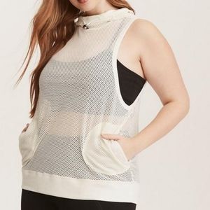 Torrid Active Ivory Mesh Sleeveless Hoodie Cover-up Top Size 4X